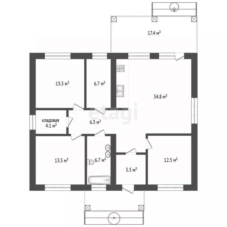 Дом в Мордовия, Лямбирский район, с. Берсеневка  (110 м) - Фото 2