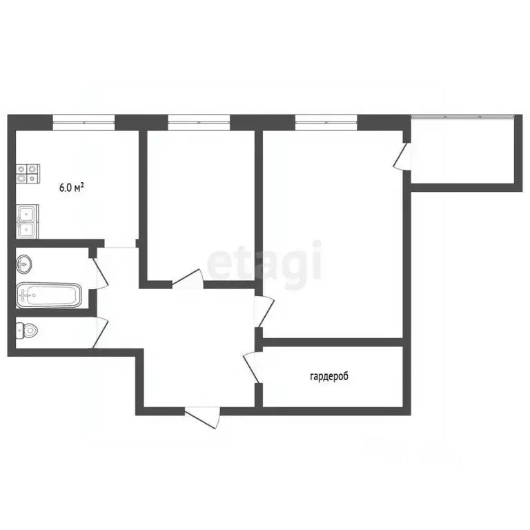 2-к кв. Владимирская область, Муром Ленинградская ул., 30 (45.3 м) - Фото 2