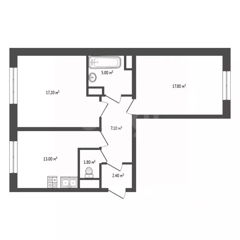 2-к кв. Санкт-Петербург ул. Бадаева, 14к1 (65.2 м) - Фото 2