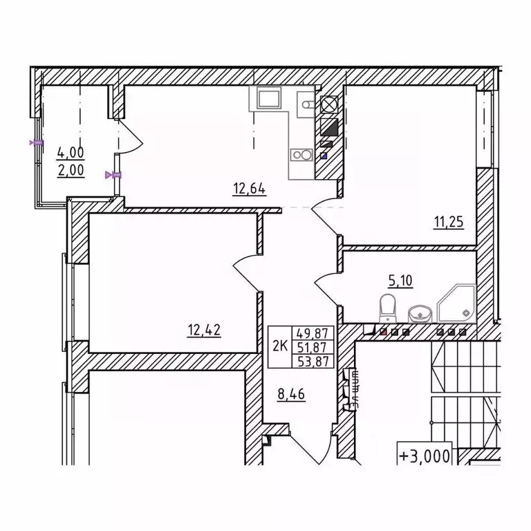 2-к кв. Калининградская область, Зеленоградск  (53.87 м) - Фото 1