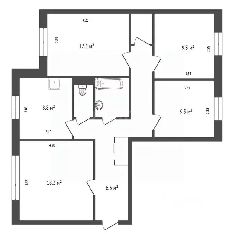 4-к кв. Красноярский край, Шарыпово 6-й мкр, 52 (78.3 м) - Фото 2