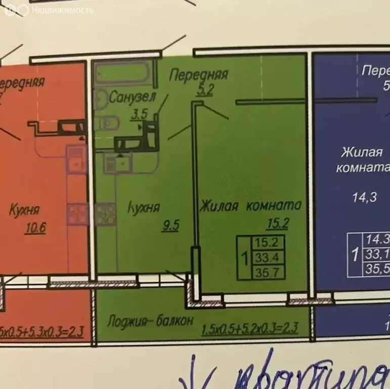 1-комнатная квартира: Краснодар, Тепличная улица, 62/1к5 (33.4 м) - Фото 2