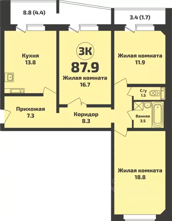 3-к кв. Новосибирская область, Новосибирский район, Станционный ... - Фото 0