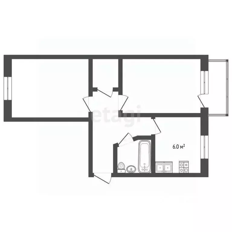 2-к кв. Саратовская область, Балашов ул. Орджоникидзе, 12 (45.2 м) - Фото 1