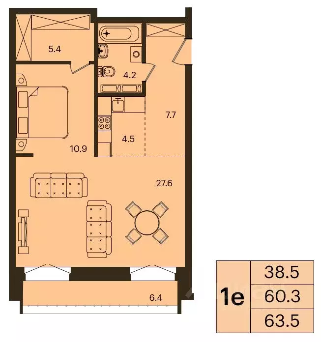 1-к кв. Красноярский край, Красноярск Мясокомбинат мкр,  (63.5 м) - Фото 1