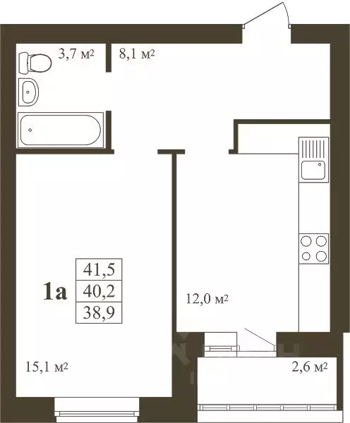 1-к кв. Тамбовская область, Тамбов Телецентр мкр,  (41.5 м) - Фото 1