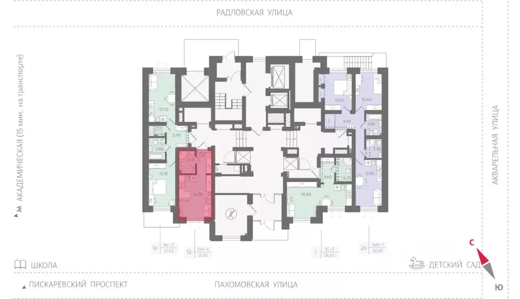 Студия Санкт-Петербург ул. Радловская (21.2 м) - Фото 1