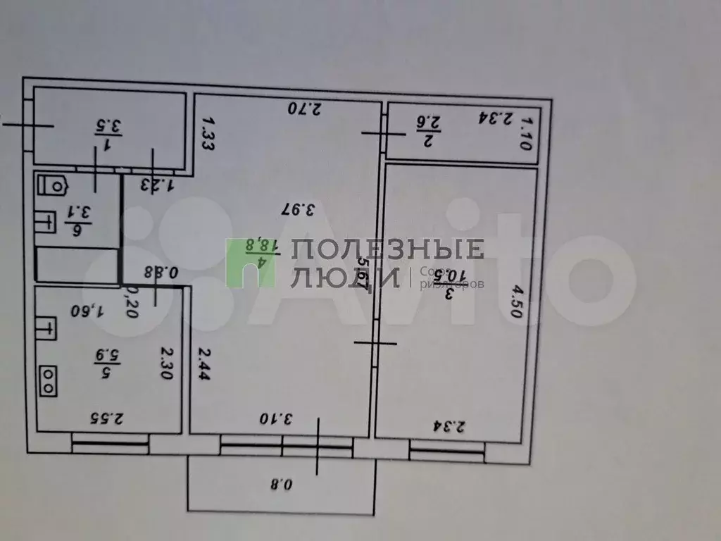 2-к. квартира, 45 м, 3/5 эт. - Фото 0