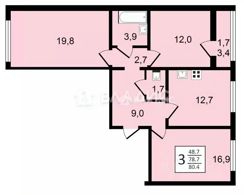 3-к кв. Воронежская область, Воронеж ул. Шишкова, 140Б/6 (80.5 м) - Фото 0