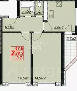 2-к кв. Краснодарский край, Анапа Крестьянская ул., 27к2 (51.5 м) - Фото 2