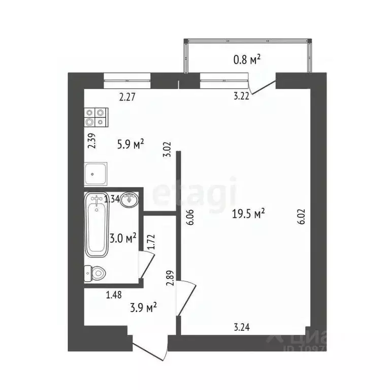 1-к кв. Башкортостан, Стерлитамак просп. Октября, 9 (32.3 м) - Фото 2