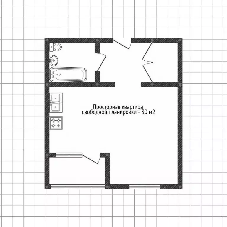 1-к кв. Краснодарский край, Краснодар Воронежская ул., 47/11 (29.5 м) - Фото 2