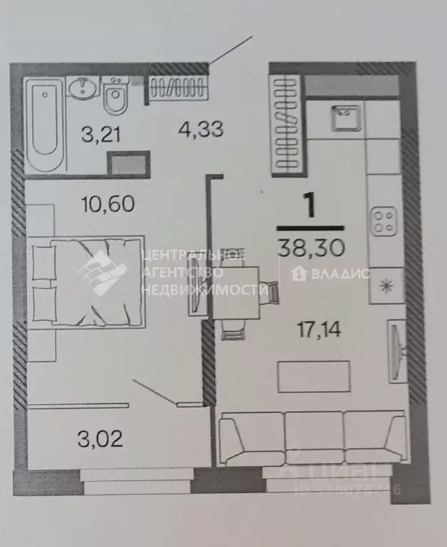 1-к кв. Рязанская область, Рязань Олимпийский городок мкр, 4к1 (38.3 ... - Фото 2