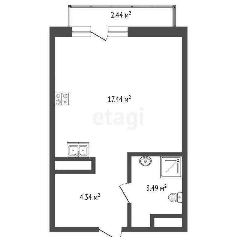 Квартира-студия: Тюмень, Краснооктябрьская улица, 16 (25.5 м) - Фото 0