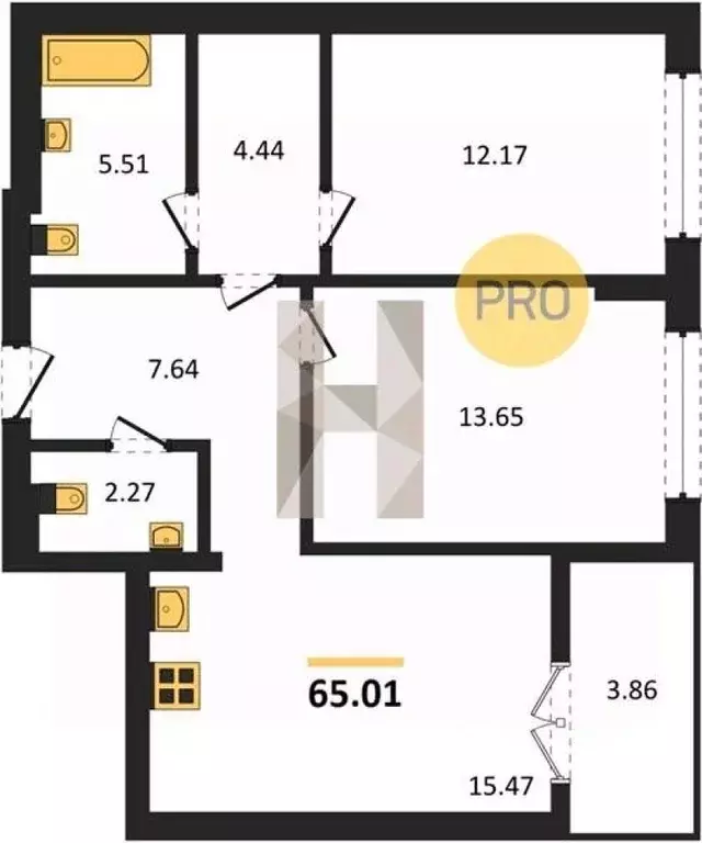 2-к кв. Калининградская область, Гурьевск ул. Героя России ... - Фото 1