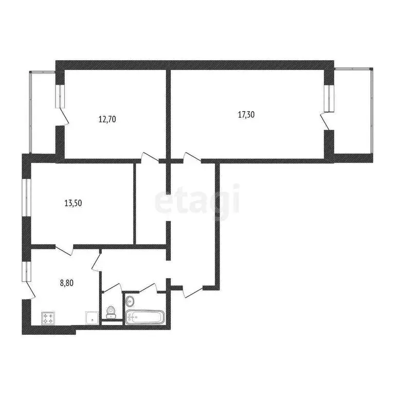 3-комнатная квартира: Белгород, улица Есенина, 20А (72 м) - Фото 1