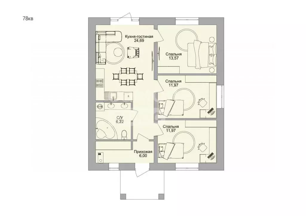 Дом в Завьяловский район, коттеджный посёлок Опушкино (78 м) - Фото 2