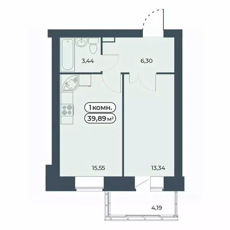 1-к кв. Красноярский край, Красноярск ул. Светлова, 25/1 (39.89 м) - Фото 1