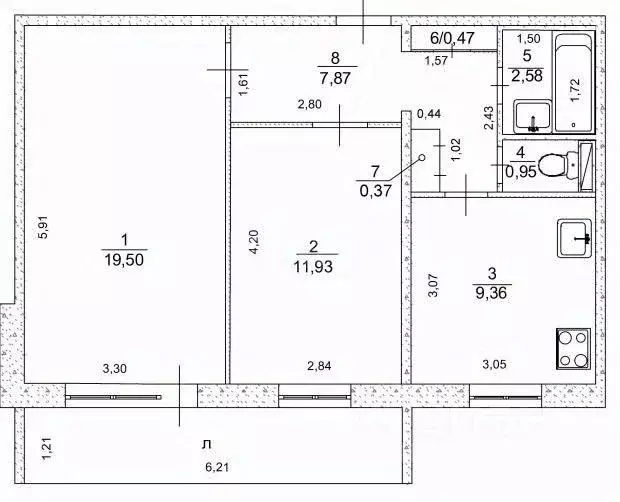 2-к кв. Ульяновская область, Ульяновск ул. Шолмова, 23 (56.8 м) - Фото 1