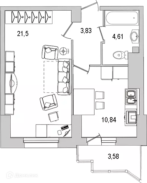 Продаётся 1-к квартира, 44 м - Фото 0