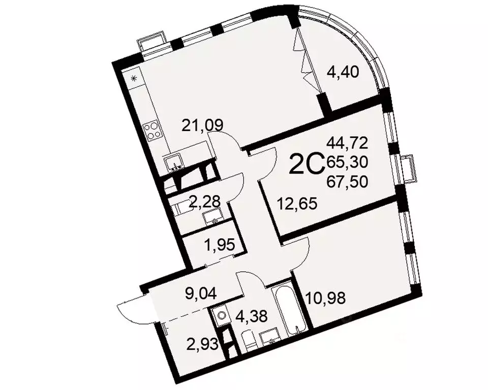 2-к кв. Тульская область, Тула ул. Коминтерна, 44 (67.5 м) - Фото 0