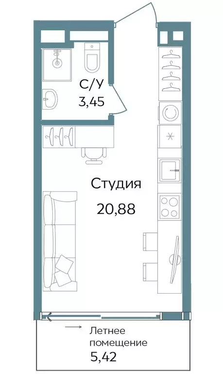 Квартира-студия: Республика Крым, Саки, курортный кластер Темпо (29.75 ... - Фото 1