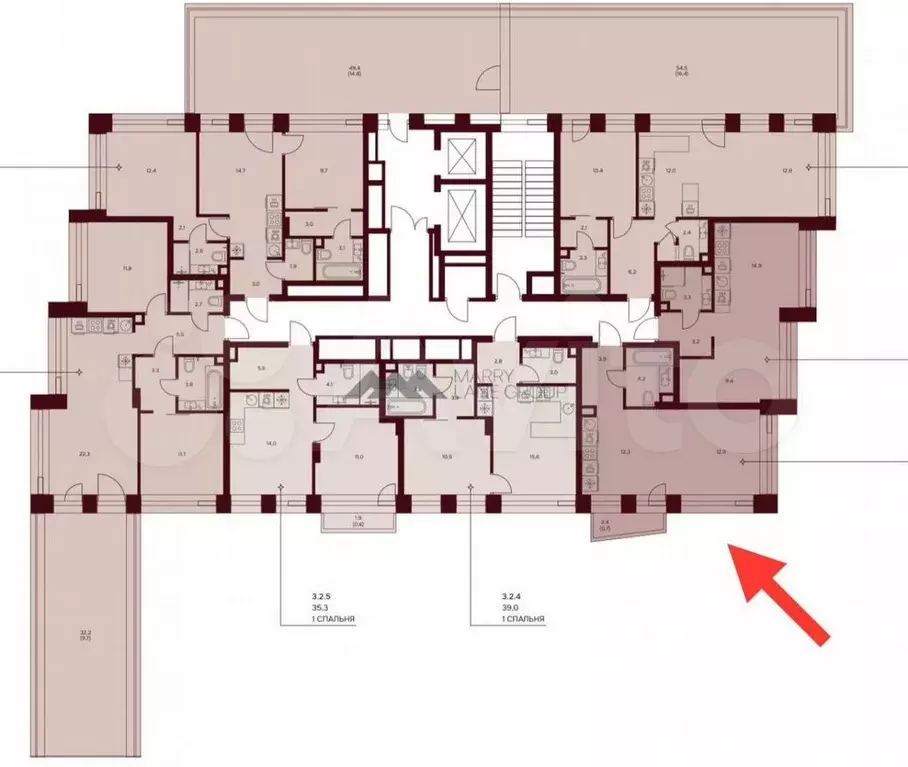 Квартира-студия, 33,4 м, 2/15 эт. - Фото 1
