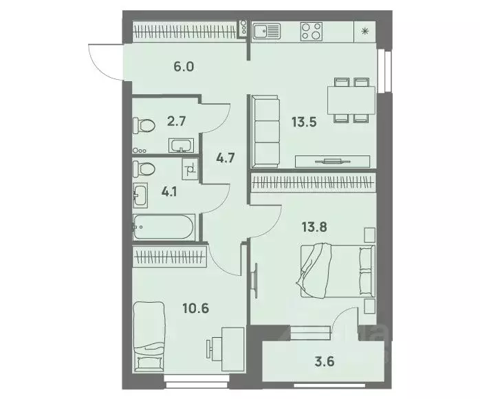 2-к кв. Пермский край, Пермь Трамвайная ул., 27 (56.9 м) - Фото 1