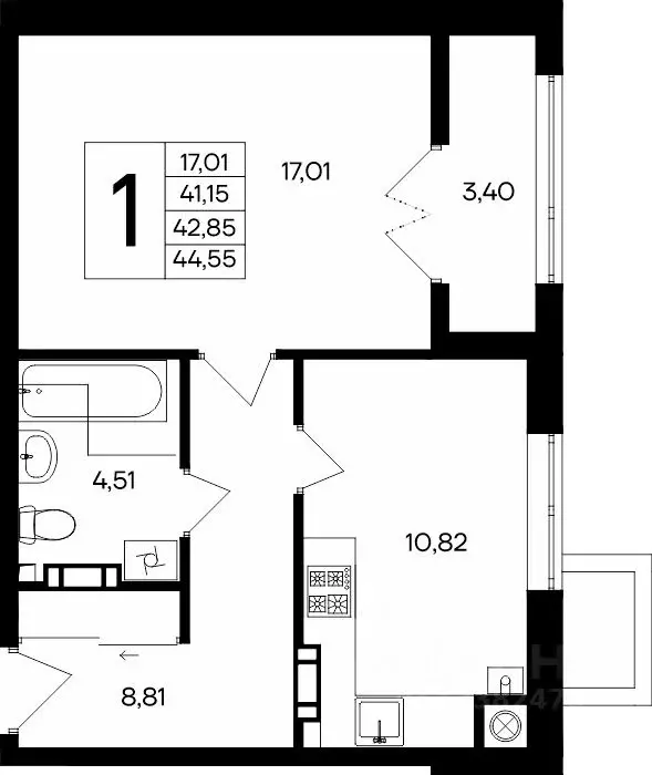 1-к кв. Крым, Евпатория Сезоны жилой комплекс (44.15 м) - Фото 1