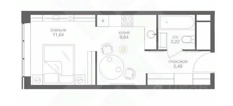 Студия Москва Шмитовский проезд, 39к6 (29.5 м) - Фото 1