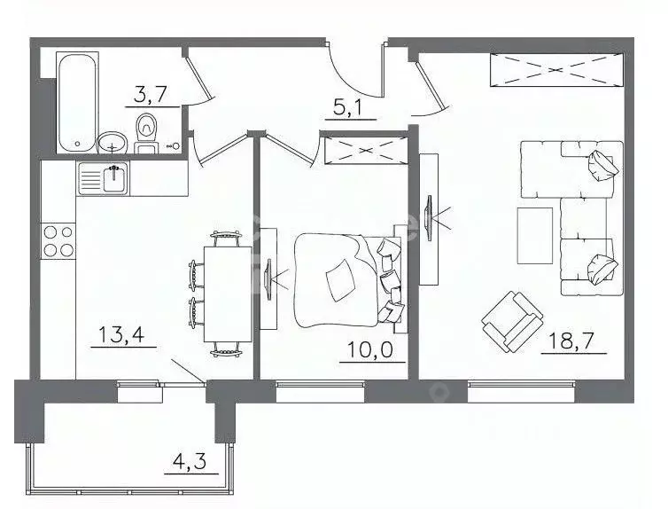 2-к кв. Иркутская область, Иркутск Гусарская тер., 12 (55.0 м) - Фото 1