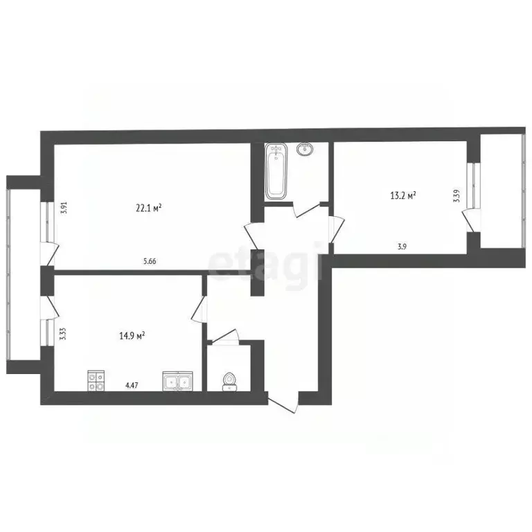 2-к кв. Вологодская область, Вологда Фрязиновская ул., 24 (72.0 м) - Фото 2