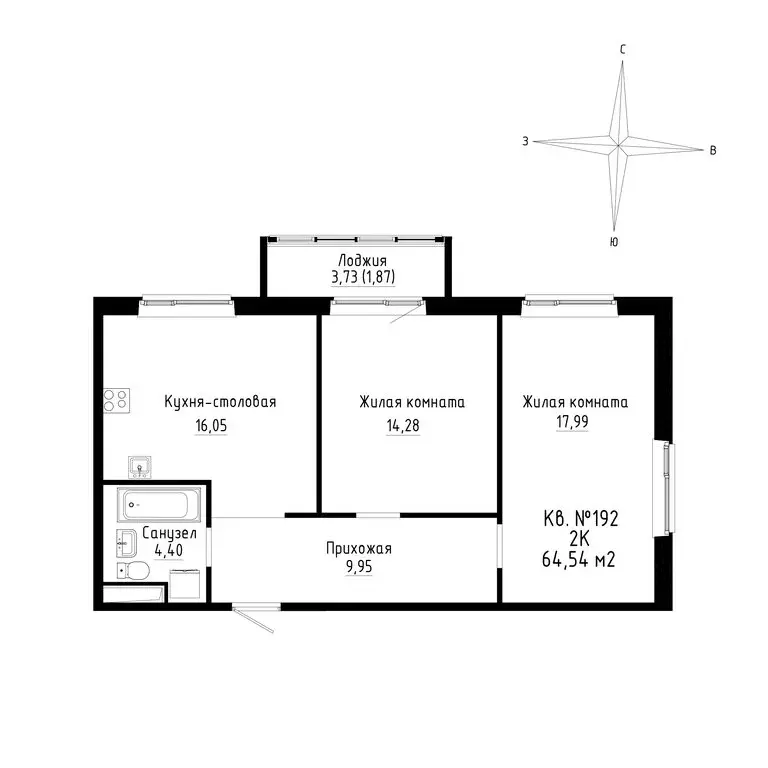 2-комнатная квартира: Новый, ЖК ДНС Сити (64.54 м) - Фото 0
