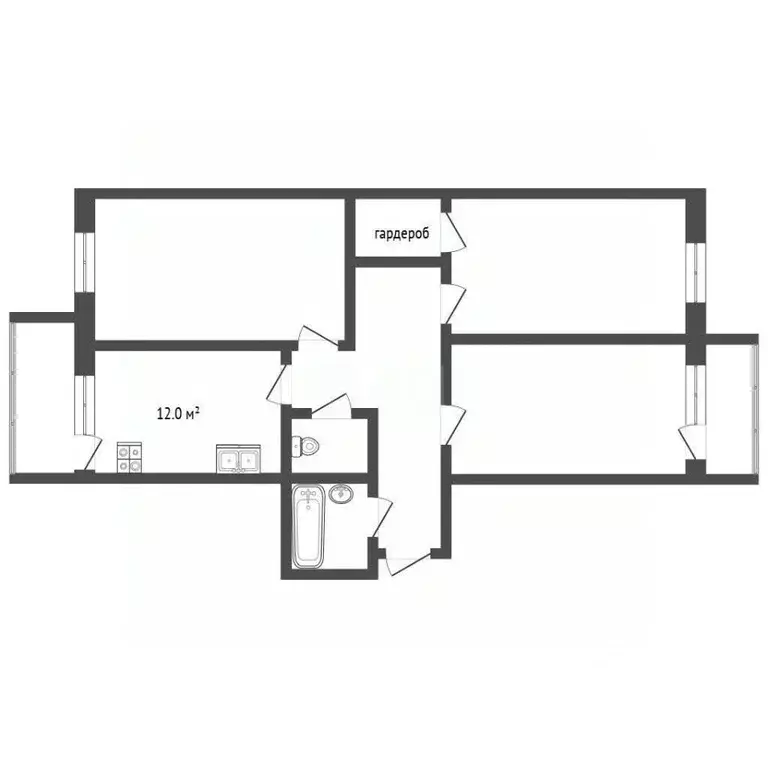 3-к кв. Севастополь ул. Казачья, 60к8 (81.4 м) - Фото 2