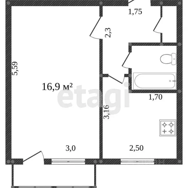 1-к кв. Свердловская область, Нижний Тагил ул. Зари, 44А (30.0 м) - Фото 2