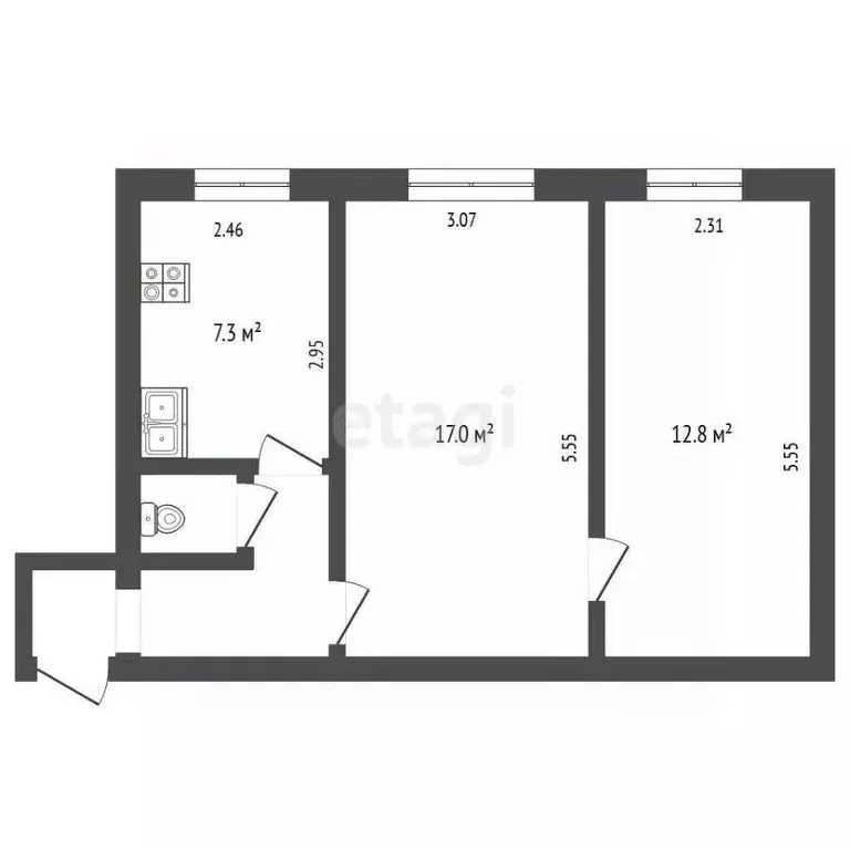 2-к кв. Владимирская область, Петушки Трудовая ул., 12 (43.8 м) - Фото 2