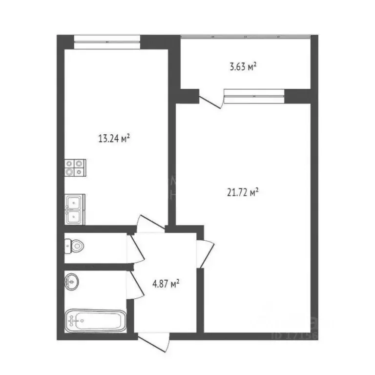 1-к кв. Тюменская область, Тюмень ул. Линейная, 17 (44.1 м) - Фото 1