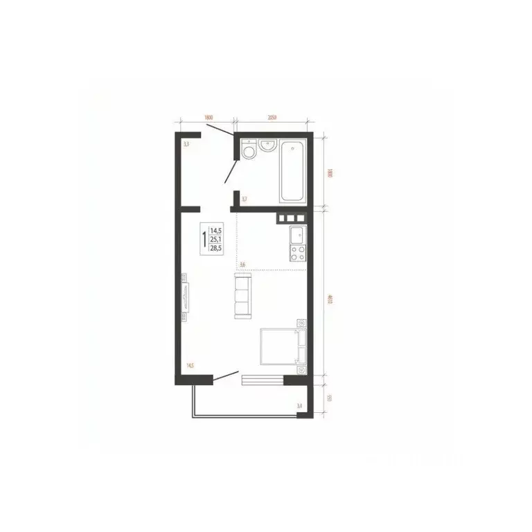 1-к кв. Иркутская область, Иркутск Сарафановская ул. (28.5 м) - Фото 0