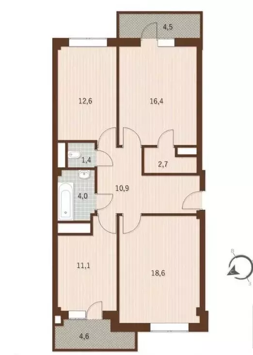 3-комнатная квартира: Феодосия, Индустриальный переулок, 4 (85.3 м) - Фото 2