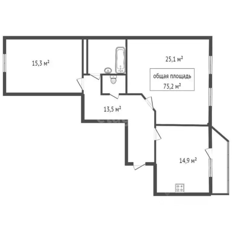 2-к кв. Новосибирская область, Новосибирск Зыряновская ул., 55 (75.2 ... - Фото 1