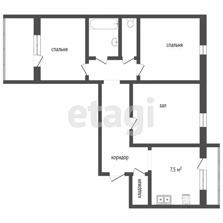 3-комнатная квартира: Воскресенск, улица Зелинского, 20 (65.9 м) - Фото 0