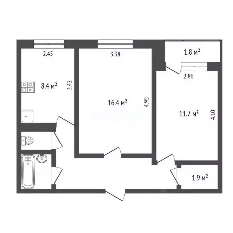 2-к кв. Башкортостан, Стерлитамак ул. Артема, 25 (50.7 м) - Фото 2