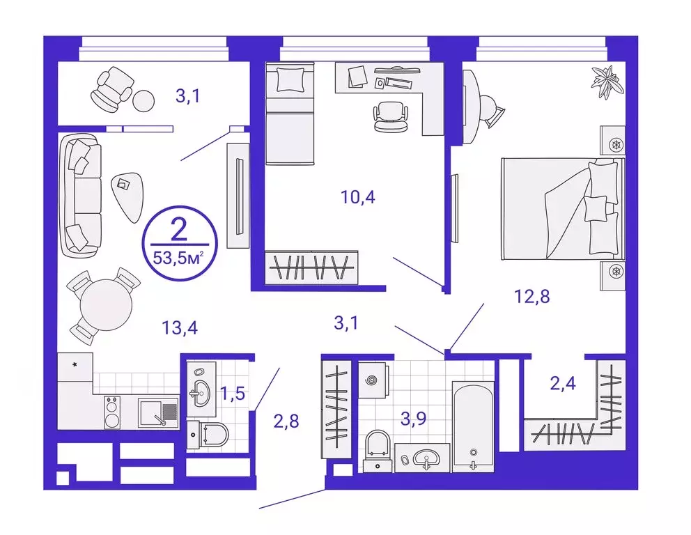 2-комнатная квартира: Екатеринбург, жилой район Уктус, ЖК Синица ... - Фото 1