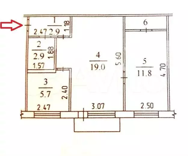 2-к. квартира, 44,7 м, 1/5 эт. - Фото 0