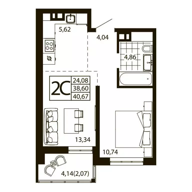 2-комнатная квартира: Ростов-на-Дону, улица Текучёва, 370/2 (39.95 м) - Фото 0