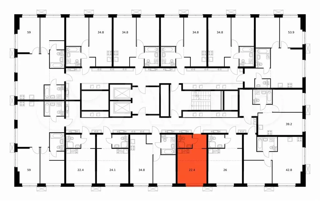 Квартира-студия, 22,3 м, 11/12 эт. - Фото 1