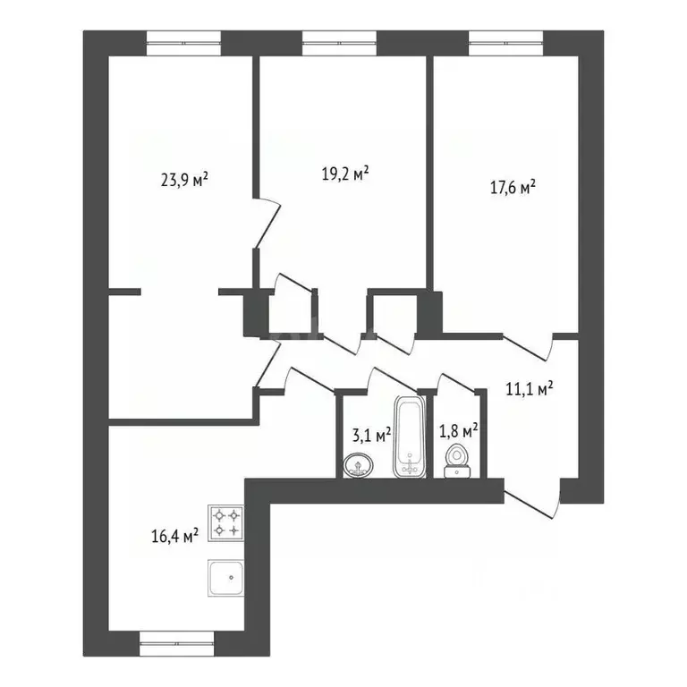 3-к кв. Башкортостан, Уфа ул. Мира, 43 (93.1 м) - Фото 2