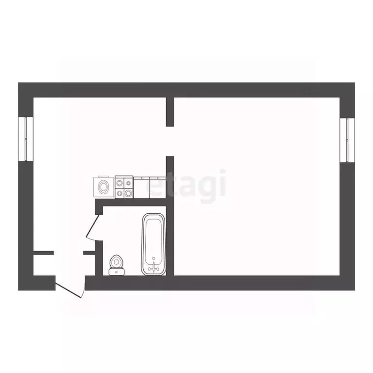 Студия Амурская область, Благовещенск Батарейная ул., 46 (25.9 м) - Фото 1