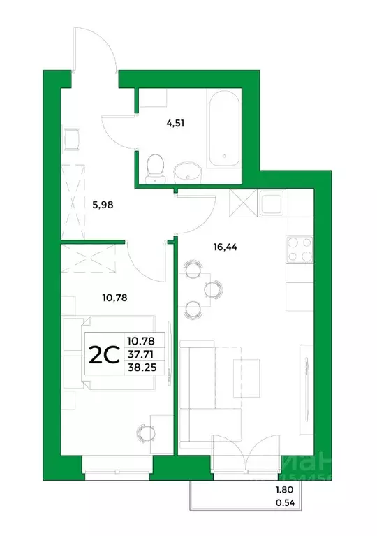1-к кв. Башкортостан, Уфимский район, Зубовский сельсовет, с. Зубово ... - Фото 1