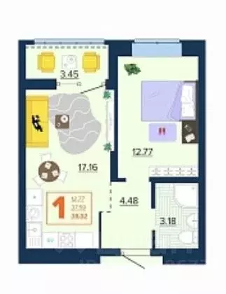 1-к кв. Брянская область, Брянск Московский мкр, Микрорайон Акватория ... - Фото 1